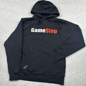 GameStop Hoodie Men's Small Black GME Rocket To The Moon Graphic Pullover Gaming